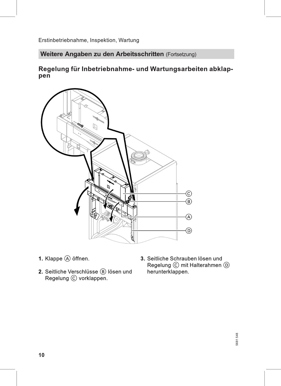 Regelung F R Inbetriebnahme Und Wartungsarbeiten Abklappen Viessmann