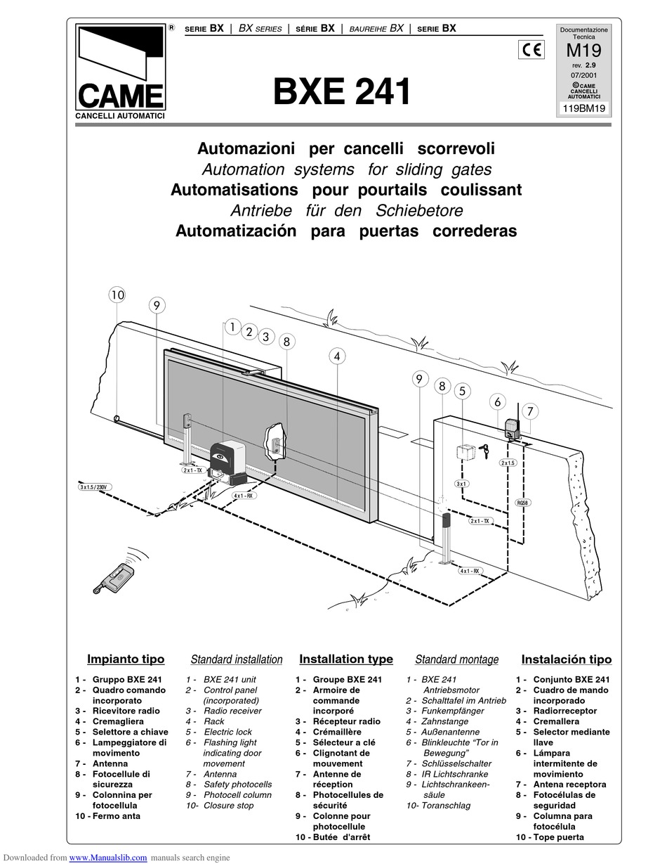 Came Bx Serie Handbuch Pdf Herunterladen Manualslib