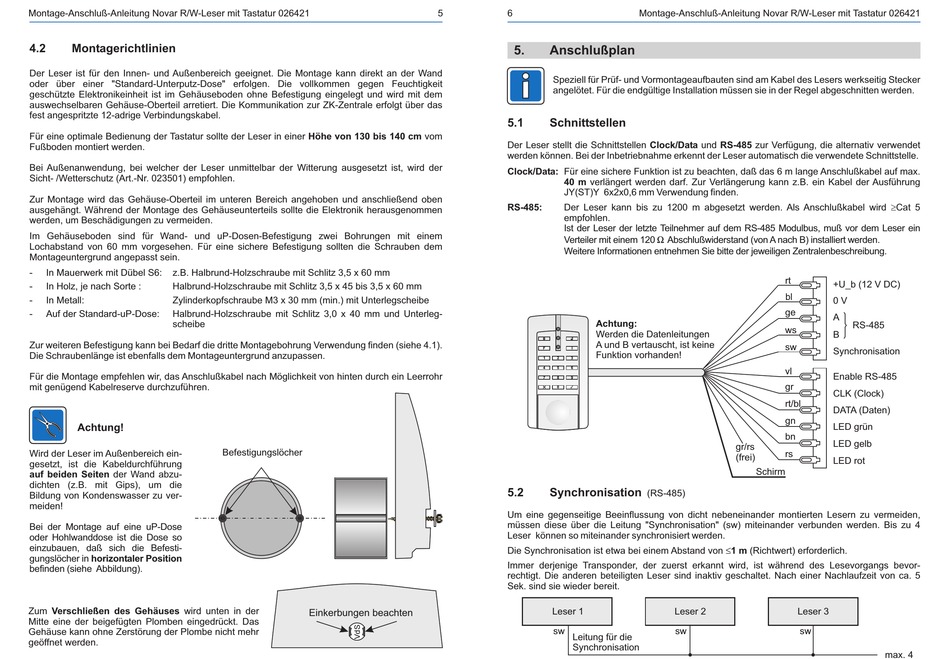 Montagerichtlinien Anschlußplan Schnittstellen Synchronisation