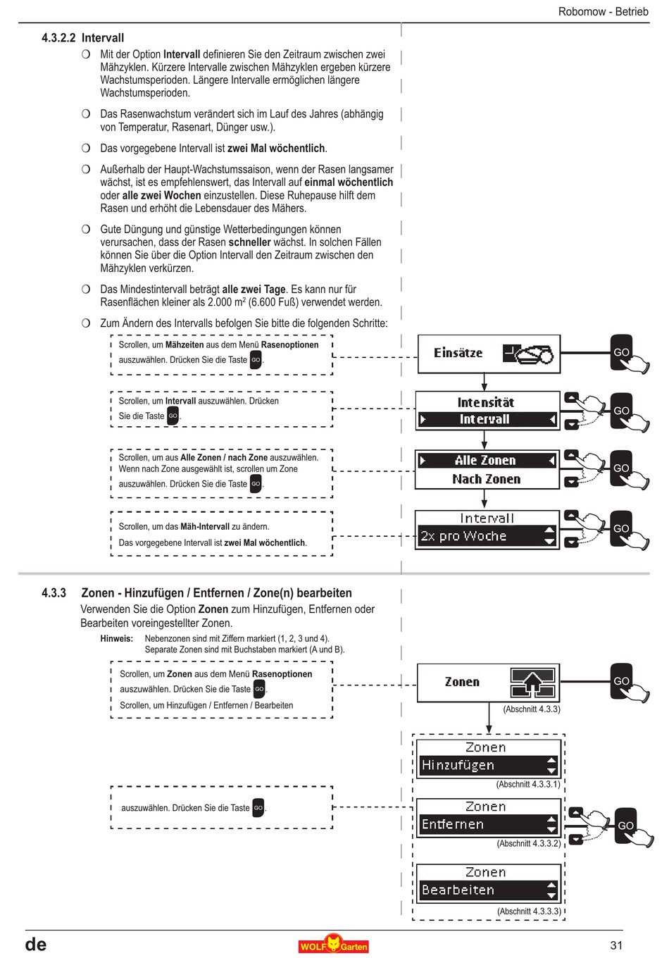Intervall Wolf Garten Robo Scooter 3000 Originalbetriebsanleitung
