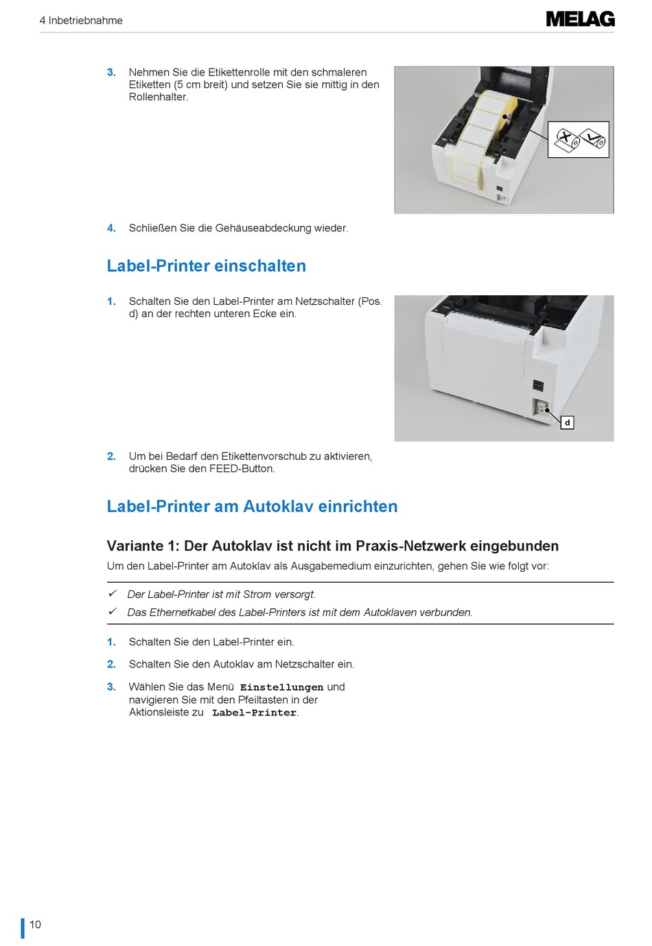 Label Printer Einschalten Label Printer Am Autoklav Einrichten Melag