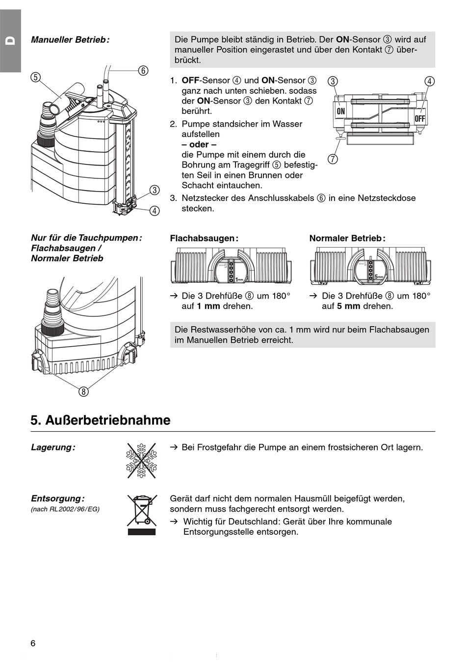 Außerbetriebnahme Gardena 9000 aquasensor Betriebsanleitung [Seite 6