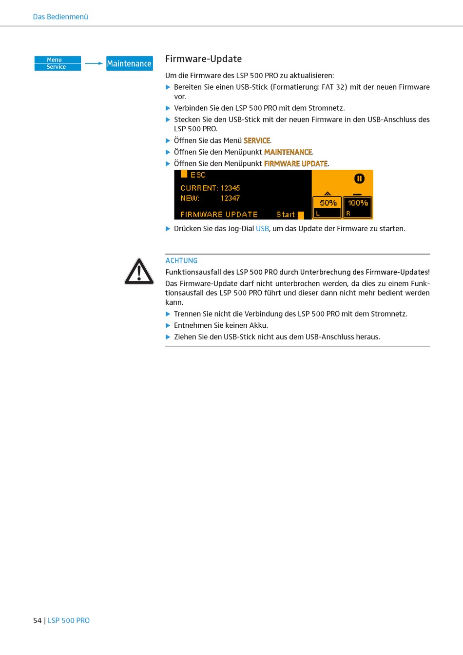 FirmwareUpdate Sennheiser LSP 500 PRO Bedienungsanleitung [Seite 54