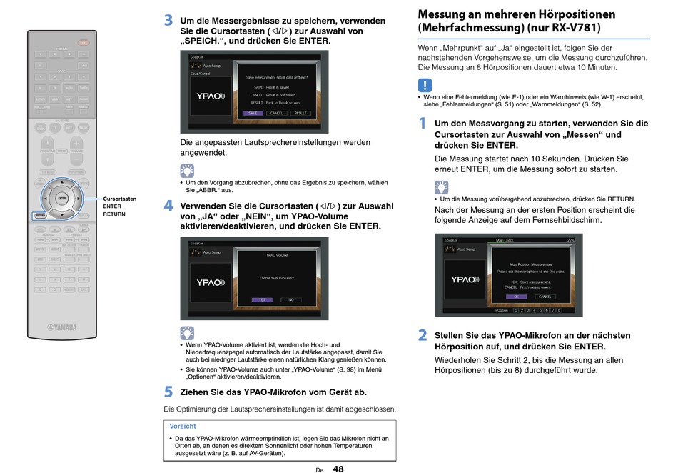 Messung An Mehreren Hörpositionen (Mehrfachmessung) (Nur ) Yamaha RX