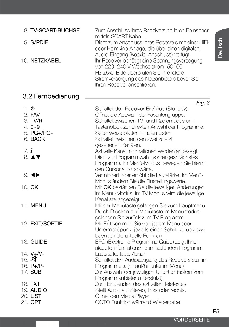 Fernbedienung THOMSON THT501 Bedienungsanleitung [Seite 8] ManualsLib