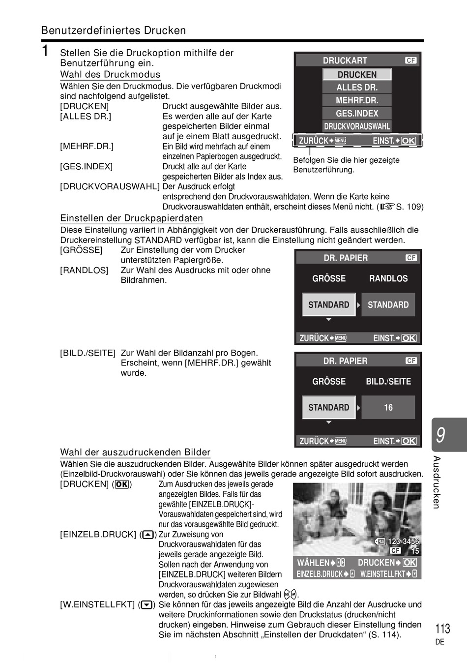 Benutzerdefiniertes Drucken Olympus E620 Bedienungsanleitung [Seite
