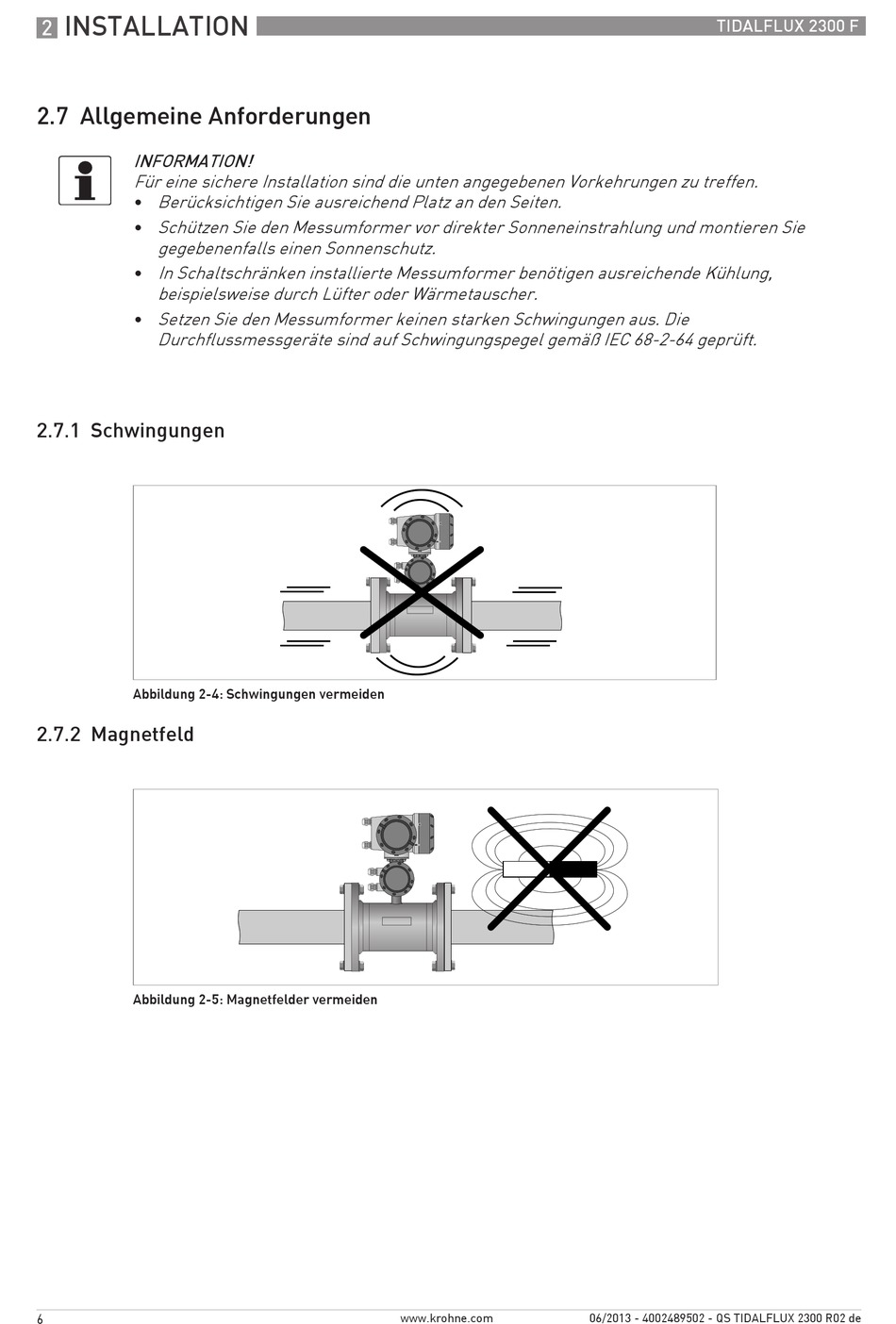 Allgemeine Anforderungen; Schwingungen; Magnetfeld - KROHNE TIDALFLUX ...