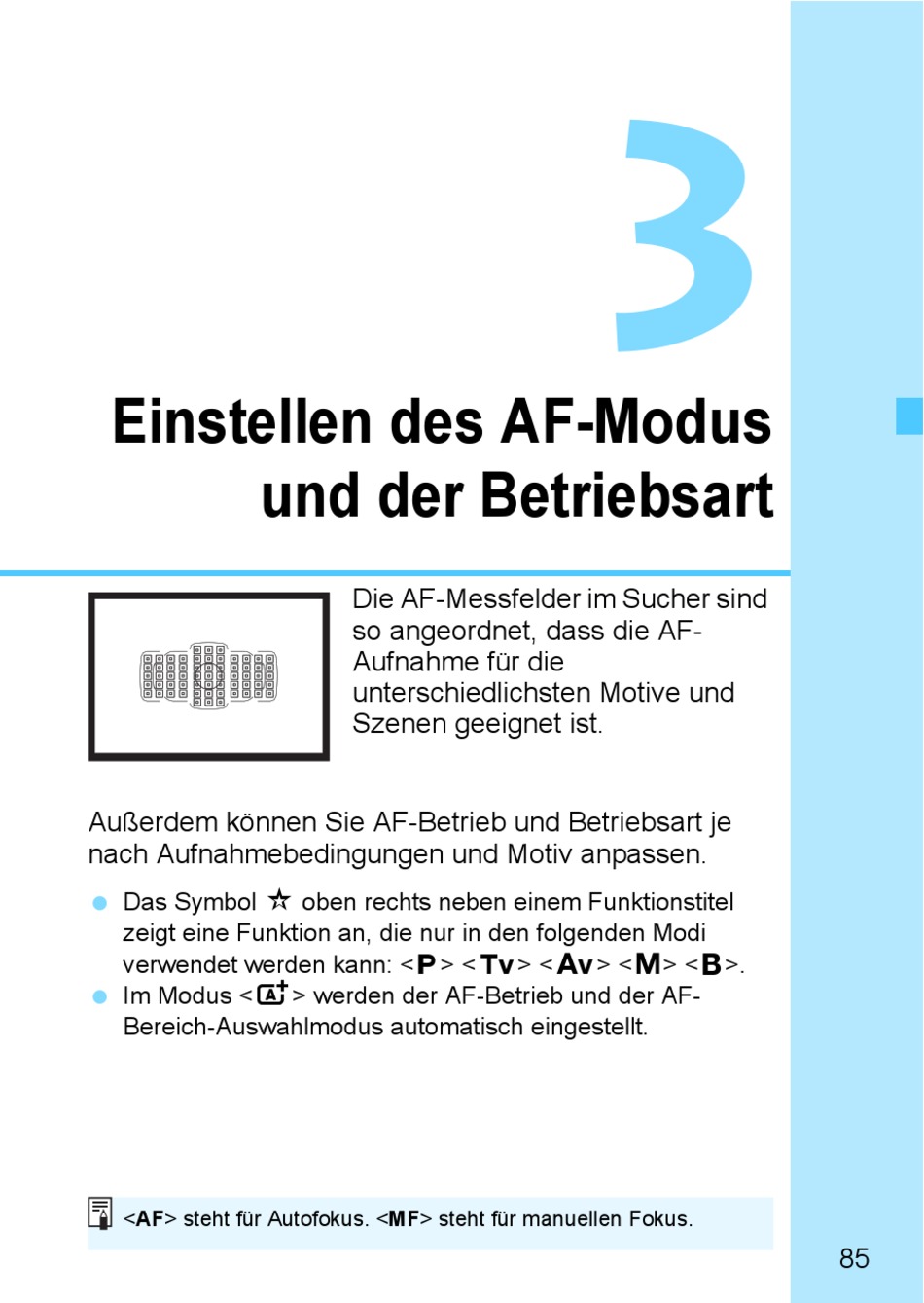 Einstellen Des Af Modus Und Der Betriebsart Canon Eos Ds