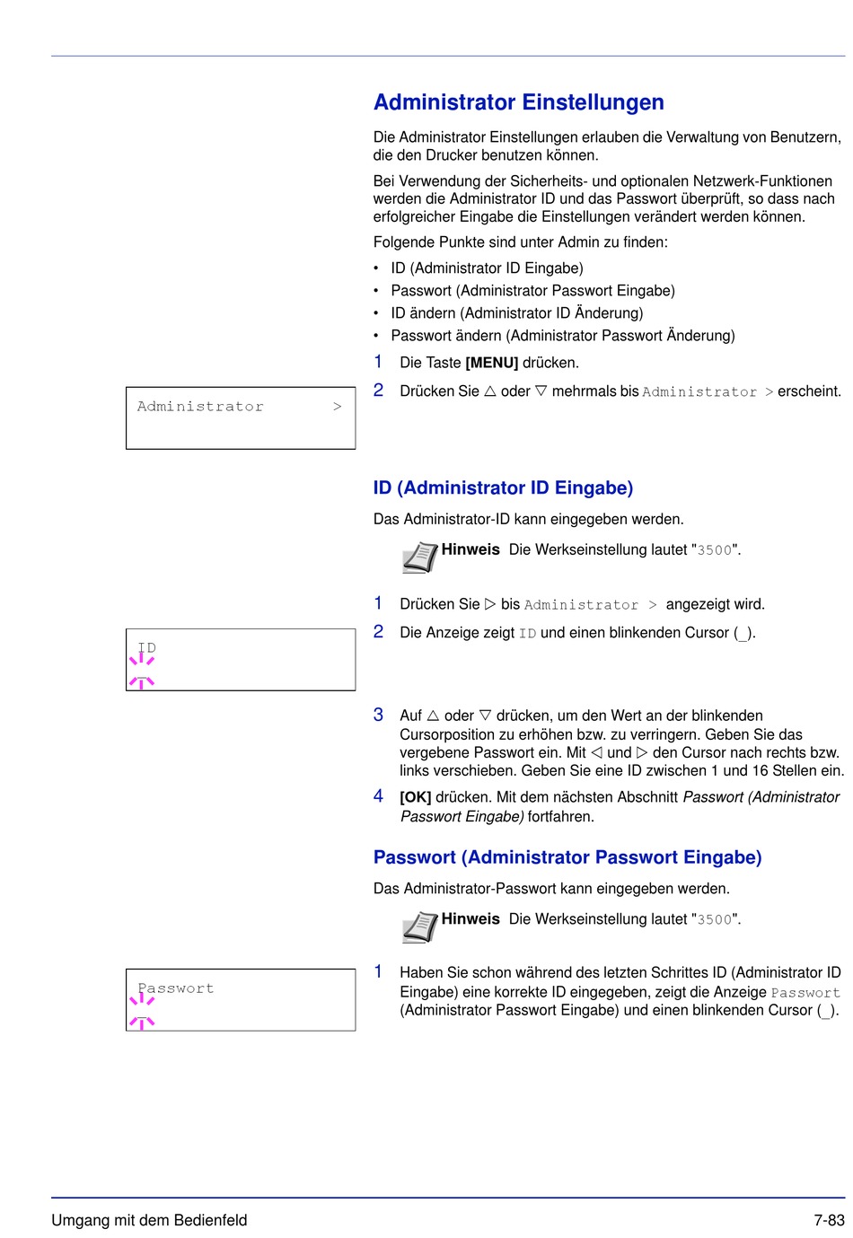 Administrator Einstellungen - Triumph Adler P-3521DN ...