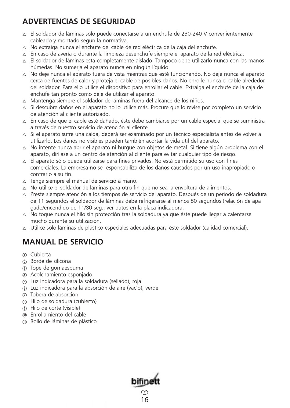 Advertencias De Seguridad; Manual De Servicio KH 151 Bedienungs Und