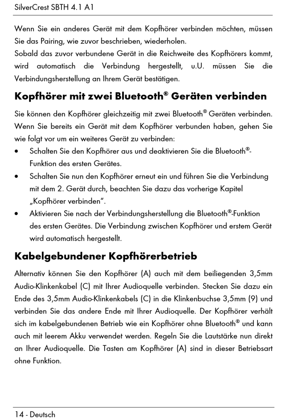 Kopfhörer Mit Zwei Bluetooth Geräten Verbinden; Kabelgebundener