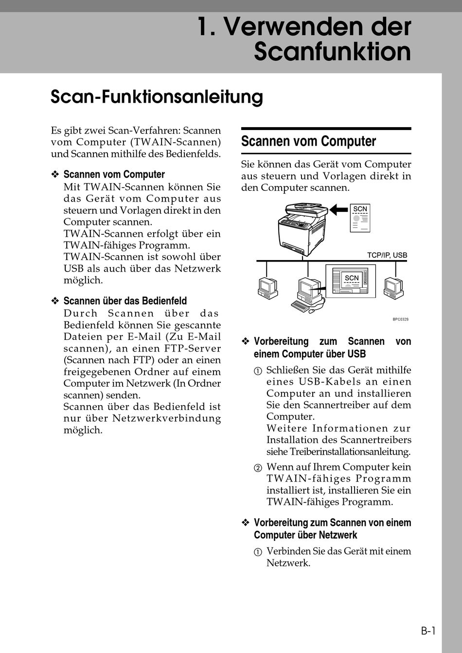 Verwenden Der Scanfunktion; Scan-Funktionsanleitung; Scannen Vom Computer - Kyocera FS-C1020MFP ...