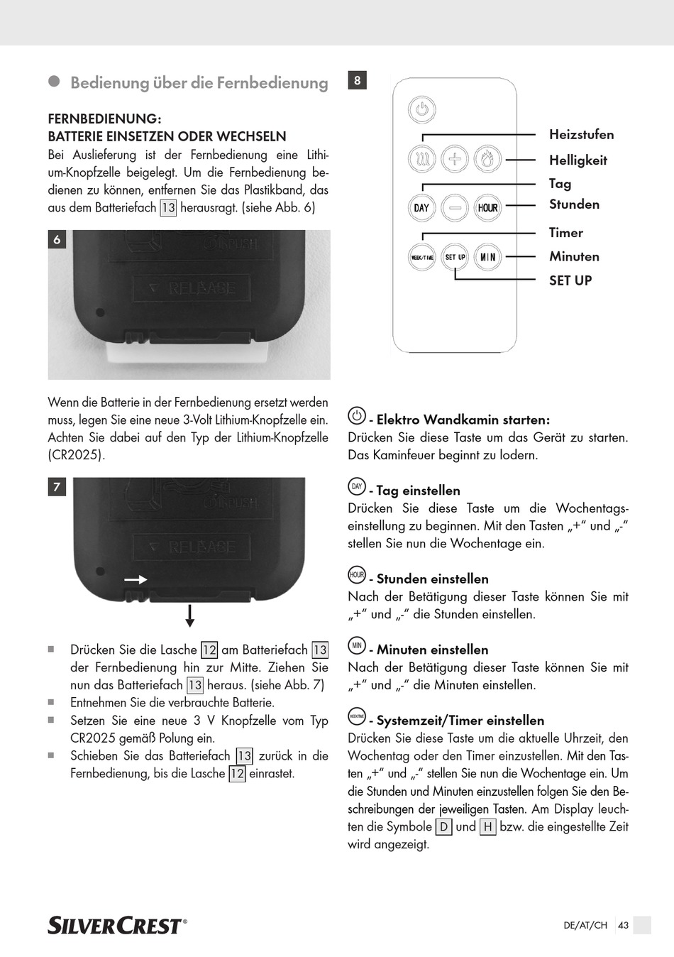 Bedienung Über Die Fernbedienung - Silvercrest SEK 2000 A1 Bedienungs- Und  Sicherheitshinweise [Seite 42] | ManualsLib