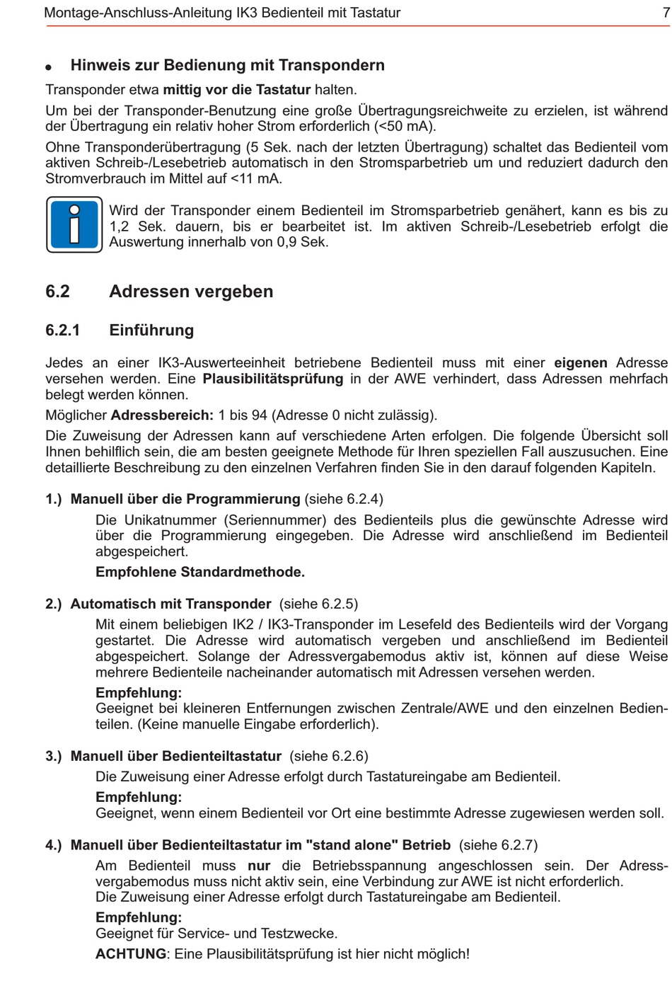 Adressen Vergeben; Einführung - Honeywell IDENT-KEY 3 Montage ...