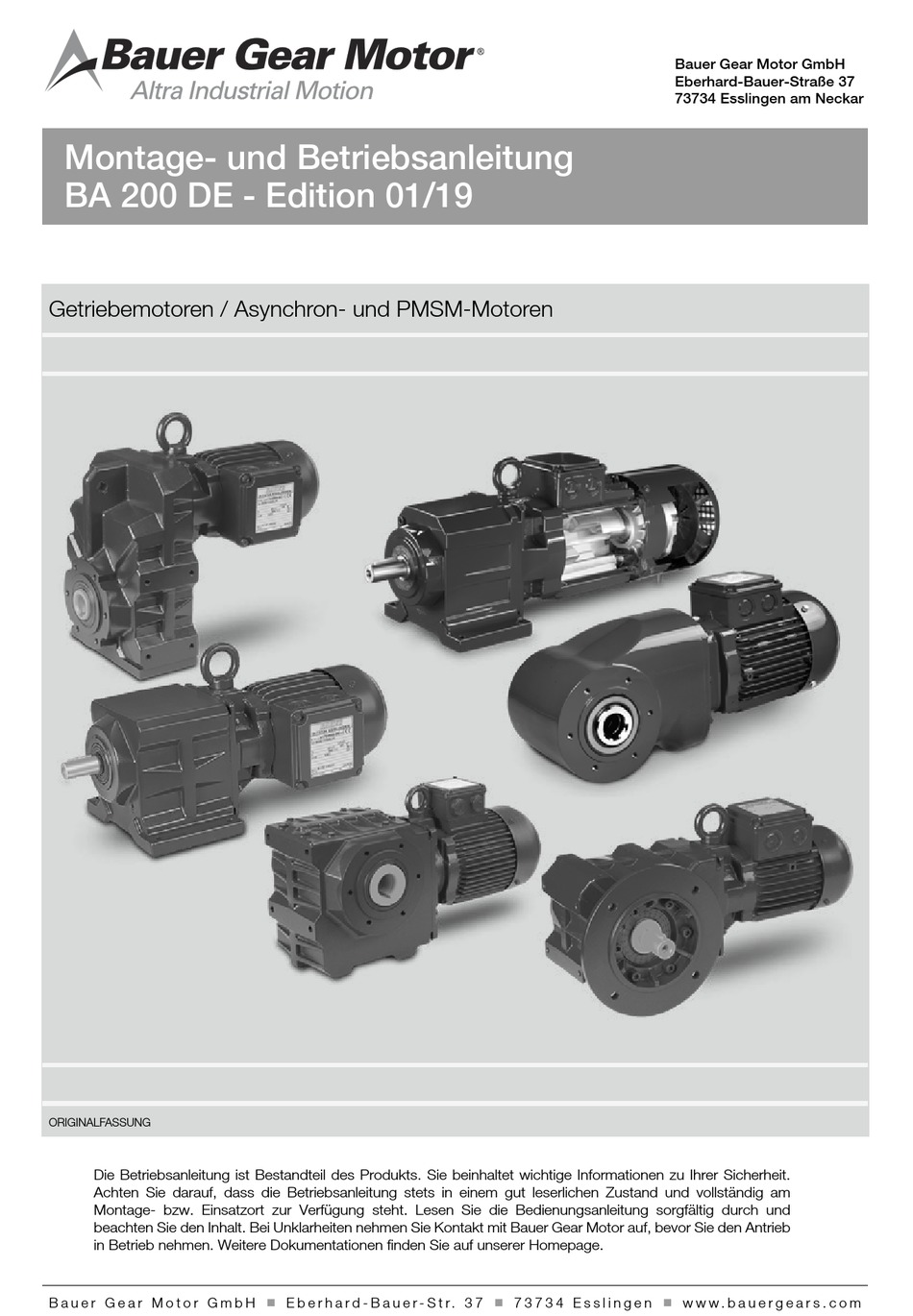 Siesta Vergeben Auf dem Kopf von bauer gear motor gmbh esslingen