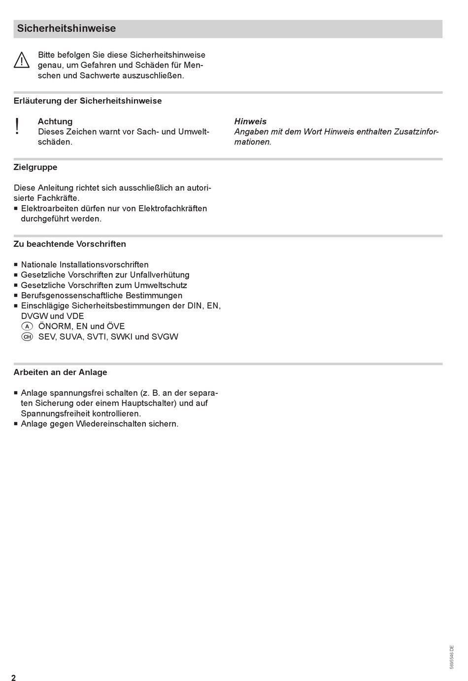 Sicherheitshinweise Viessmann Vitosol F Typ Sv Montageanleitung Seite Manualslib