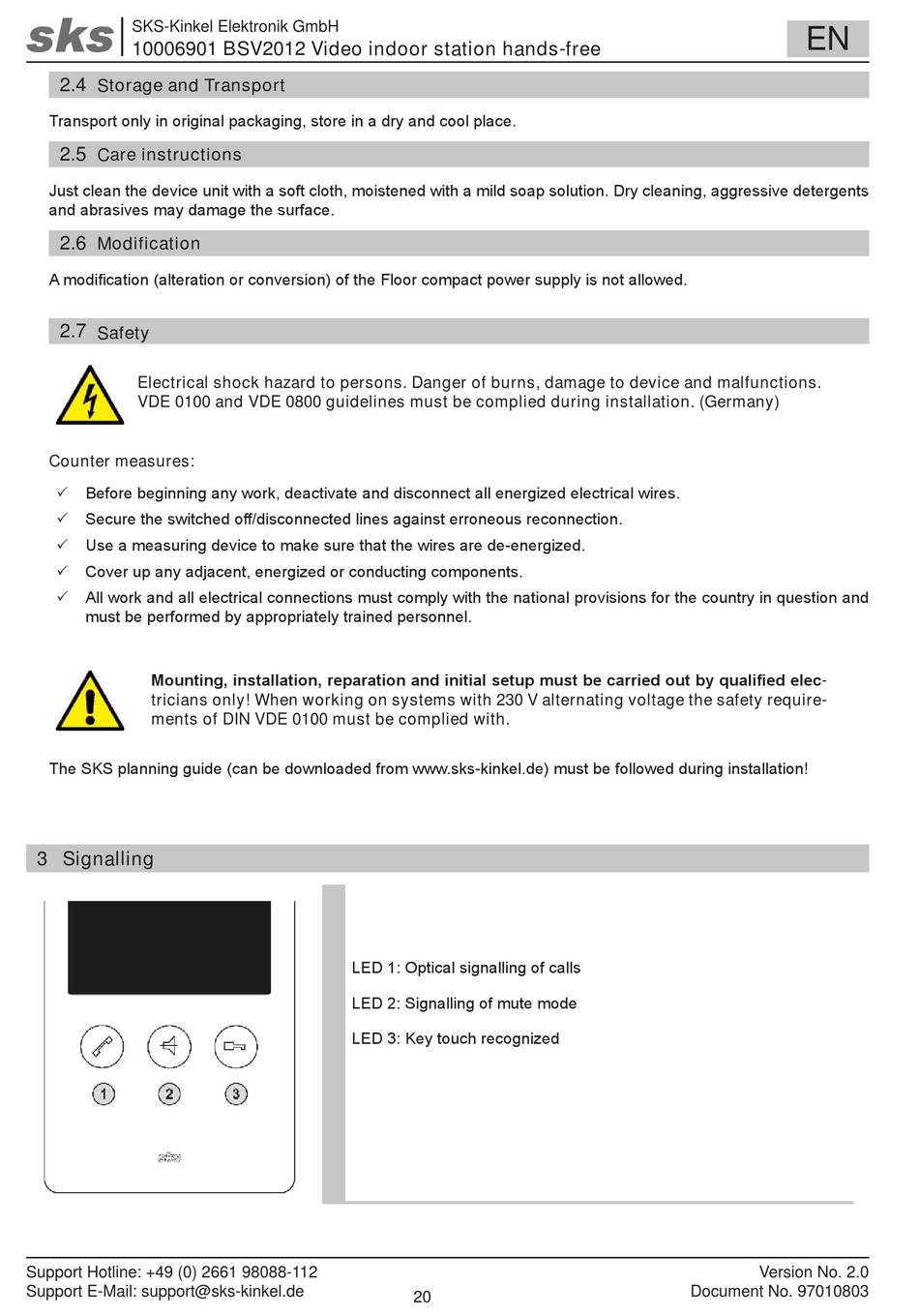 Storage And Transport; Care Instructions; Modification; Safety sks