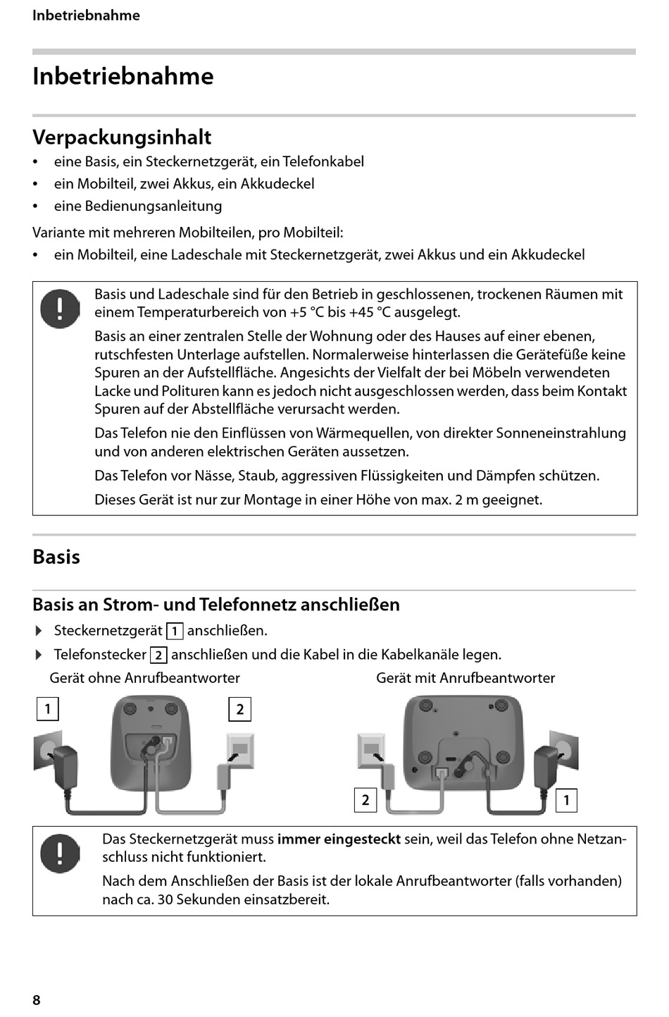 Inbetriebnahme; Verpackungsinhalt; Basis - Gigaset A690 ...