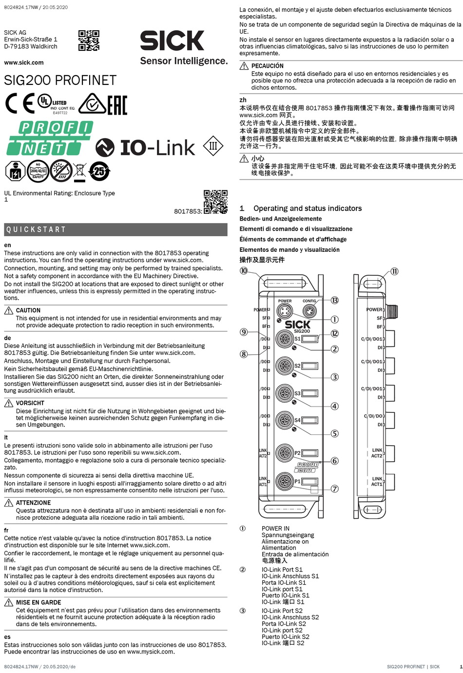 SICK SIG200 PROFINET SCHNELLSTART Pdf-Herunterladen | ManualsLib