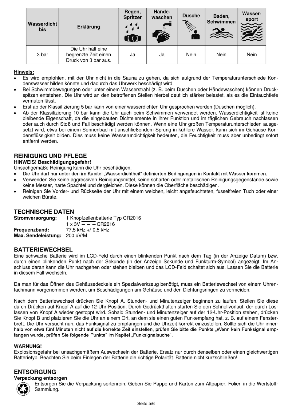 Reinigung Und Pflege; Technische Daten - Chronique NOFU20-1 ...