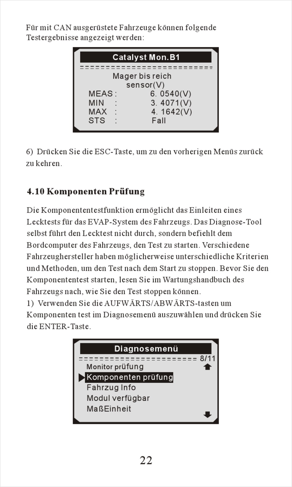 Komponenten Prüfung - Konnwei KW590 Bedienungsanleitung [Seite 24 ...