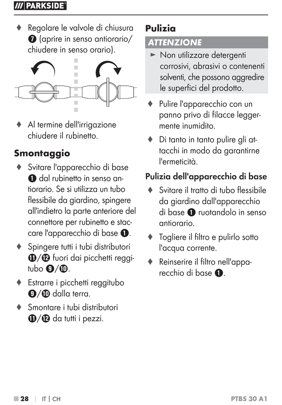 Smontaggio; Pulizia - Parkside PTBS 30 A1 Bedienungsanleitung [Seite 31] |  ManualsLib