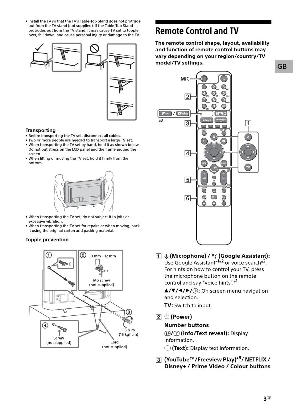 Number Buttons Sony BRAVIA KD32W800 ReferenzAnleitung [Seite 3