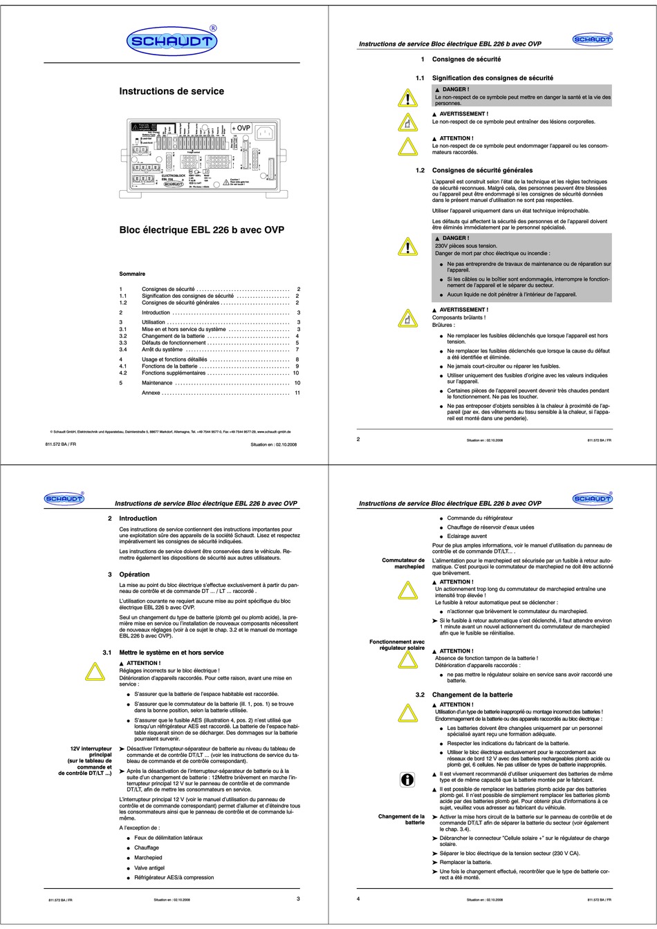 Instructions De Service Schaudt Elektroblock EBL 226 b mit OVP
