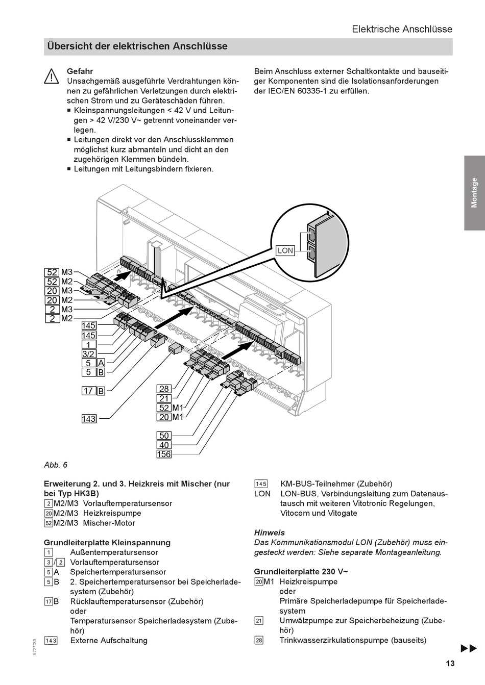 Elektrische Anschlüsse; Übersicht Der Elektrischen Anschlüsse - Viessmann Vitotronic 200-H HK1B ...