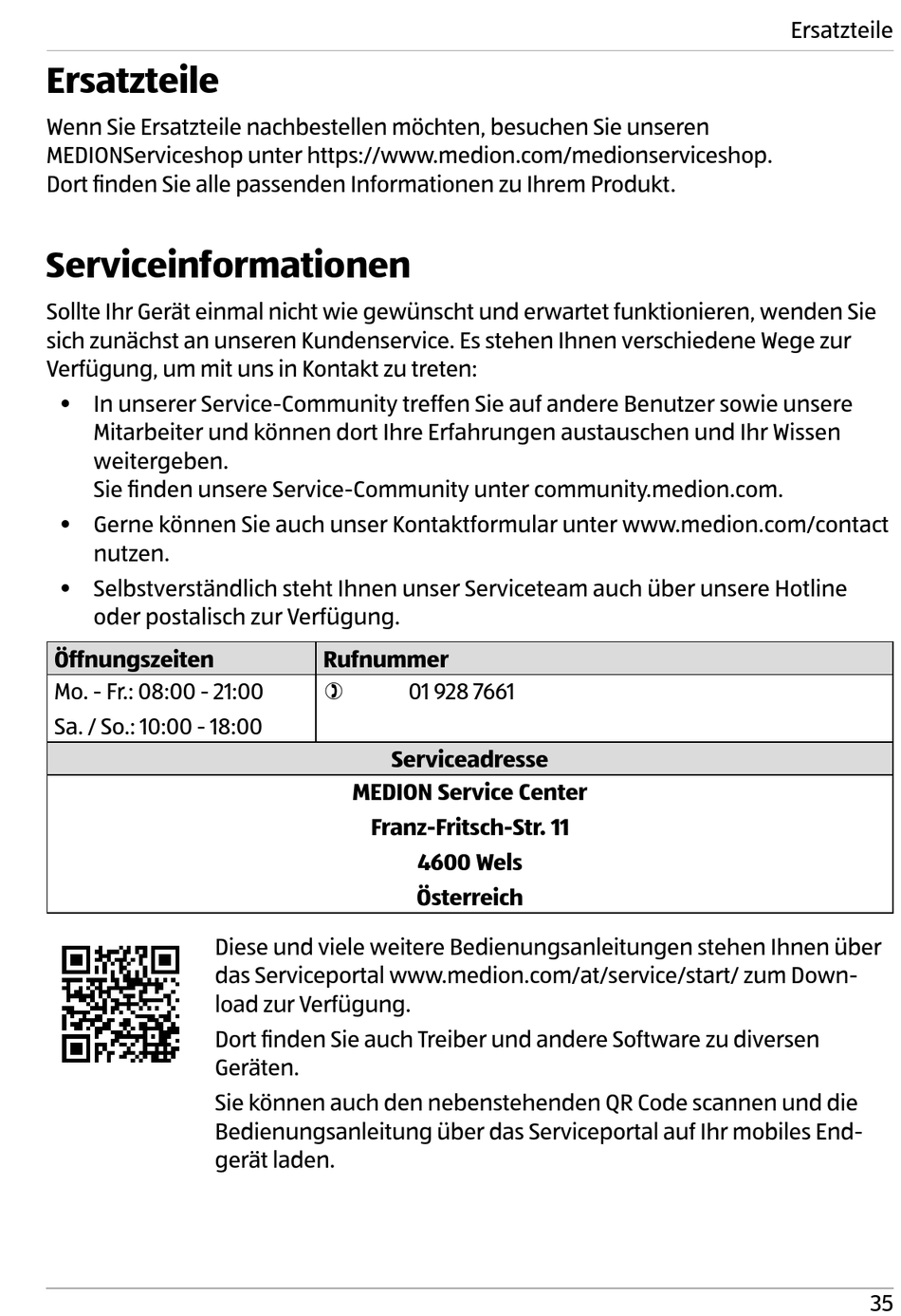 Ersatzteile; Serviceinformationen - Nordfrost MD 37274 Bedienungsanleitung  [Seite 35]