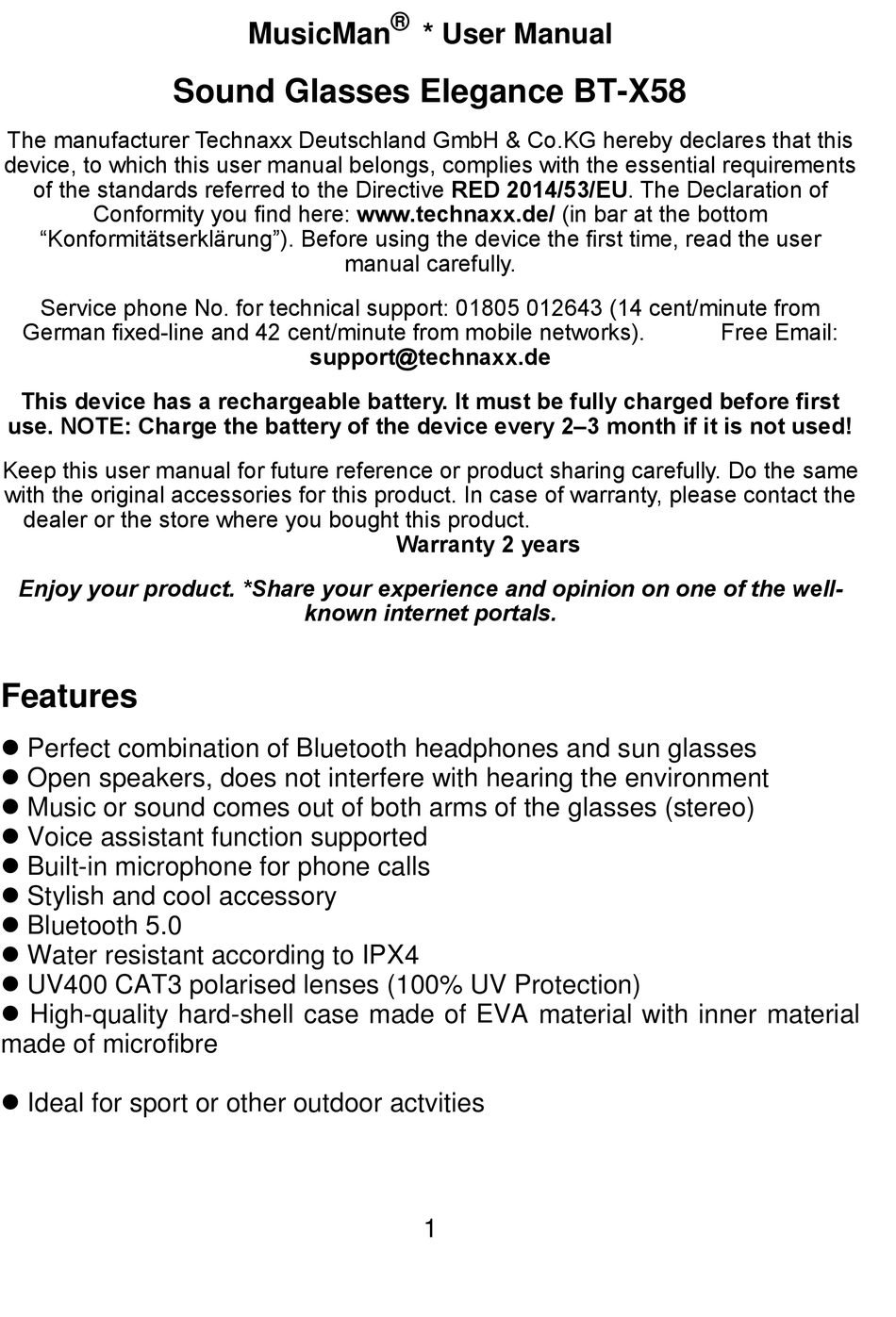 Pdf-Herunterladen ELEGANCE GLASSES | SOUND ManualsLib BT-X58 MUSICMAN BEDIENUNGSANLEITUNG