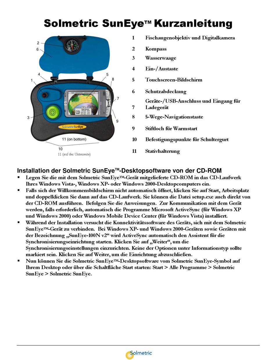 SOLMETRIC SUNEYE KURZANLEITUNG PdfHerunterladen ManualsLib