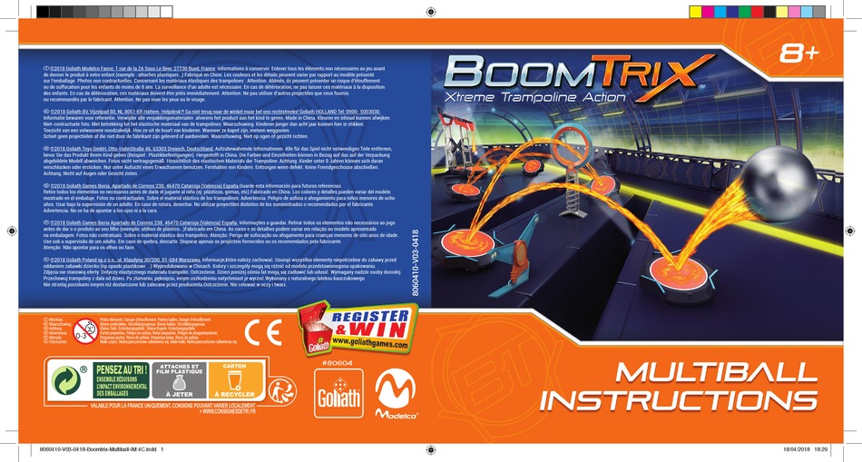 GOLIATH BOOM TRIX XTREME TRAMPOLINE ACTION 80604 BEDIENUNGSANLEITUNG