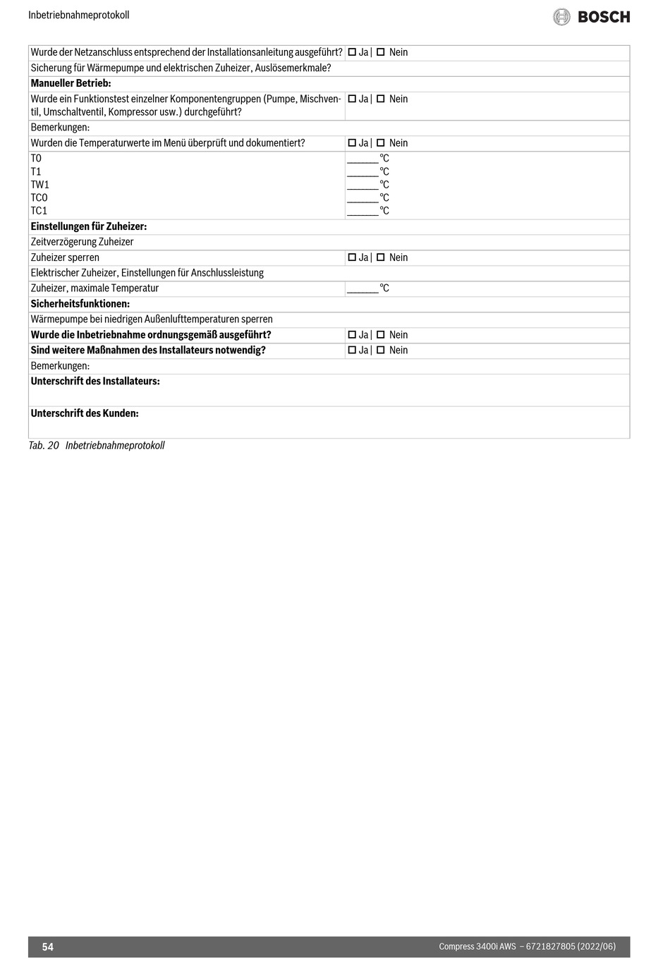 Sicherheitsfunktionen Bosch Compress I Aws Installationsanleitung Seite Manualslib