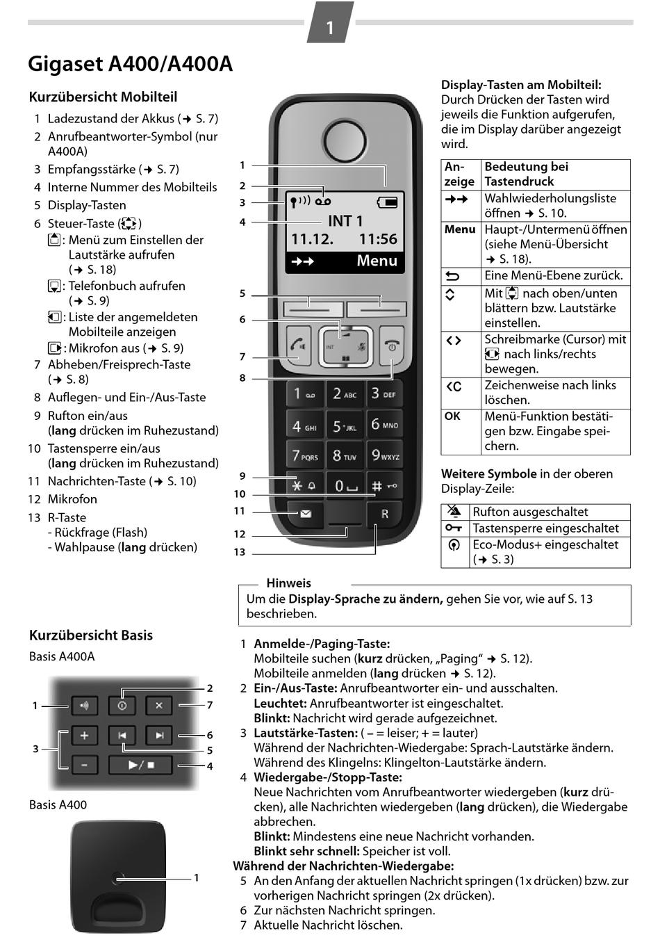 GIGASET A400 BEDIENUNGSANLEITUNG Pdf-Herunterladen | ManualsLib