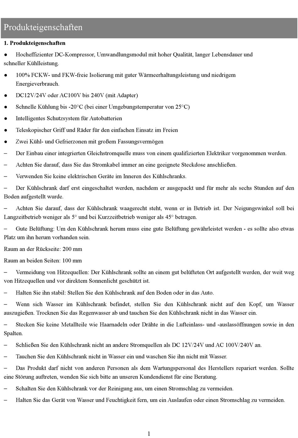 Produkteigenschaften; Sicherheitshinweise VEVOR T36 Benutzerhandbuch