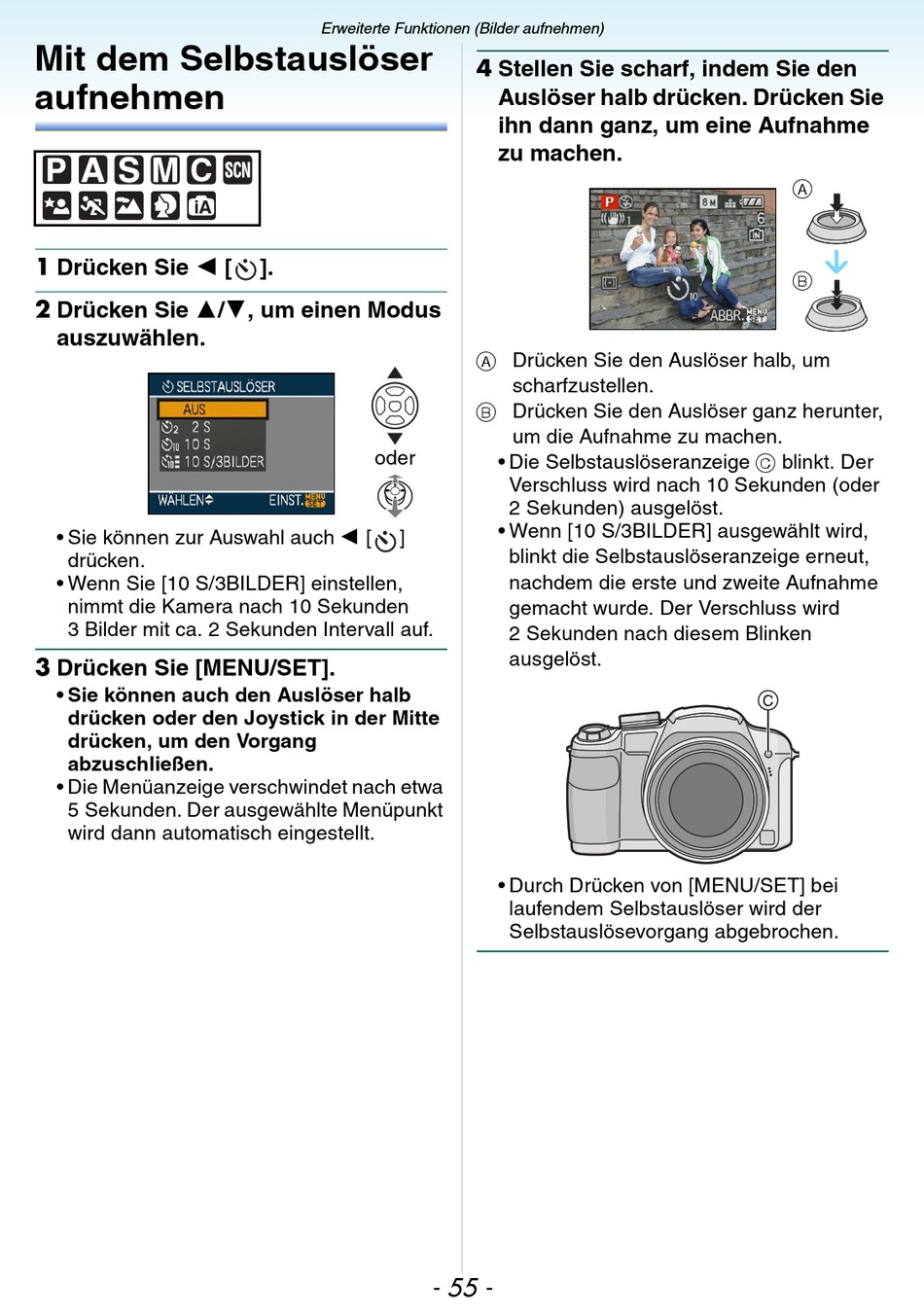 Mit Dem Selbstauslöser Aufnehmen - Panasonic DMC-FZ18 ...