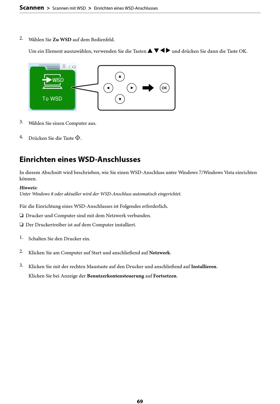 Einrichten Eines WsdAnschlusses Epson WF2930Serie Benutzerhandbuch