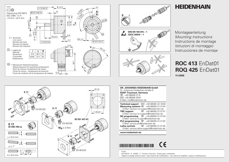 HEIDENHAIN ROC 413 ENDAT01 MONTAGEANLEITUNG Pdf Herunterladen ManualsLib