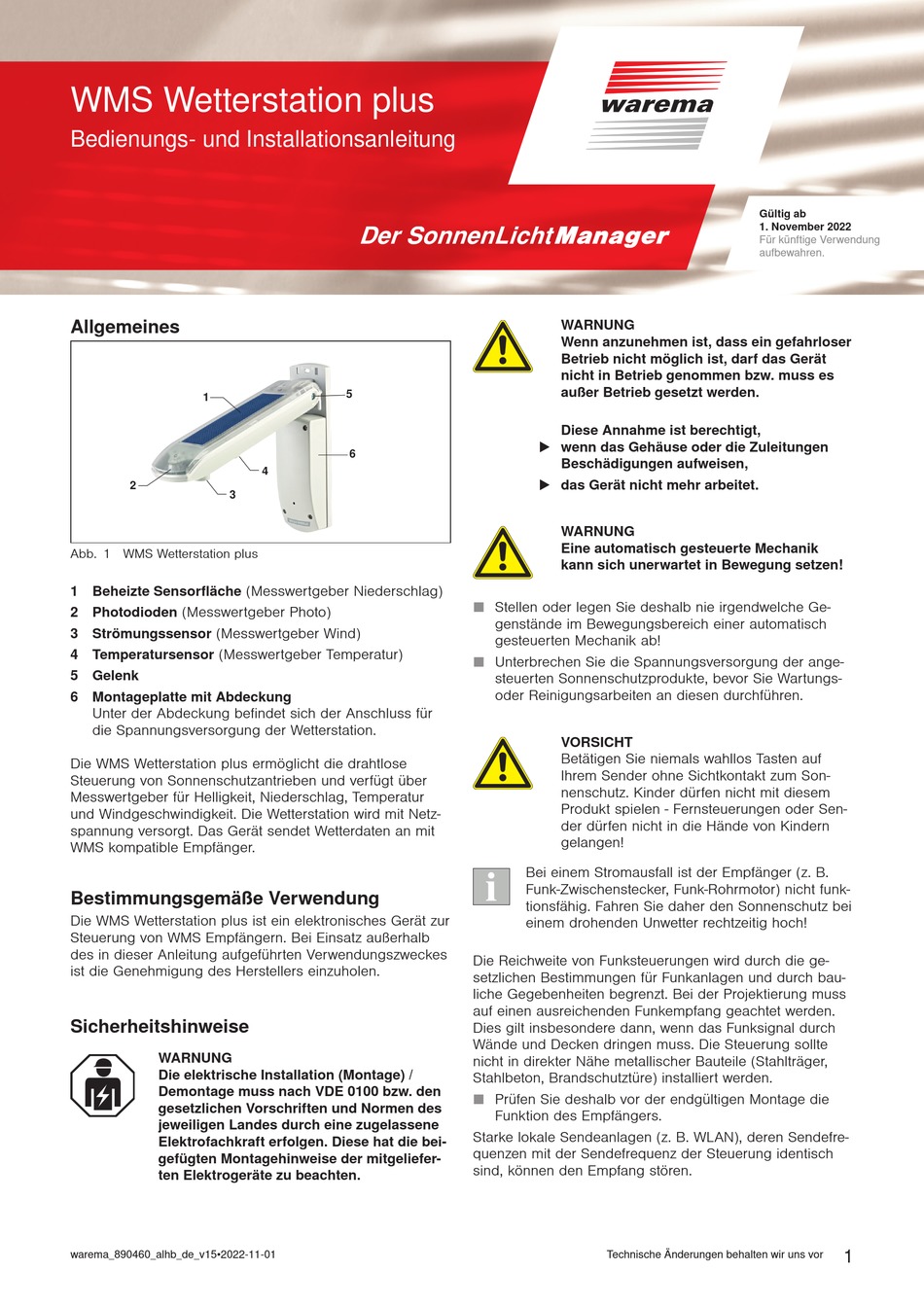 WAREMA WMS PLUS BEDIENUNGS- UND INSTALLATIONSANLEITUNG Pdf ...