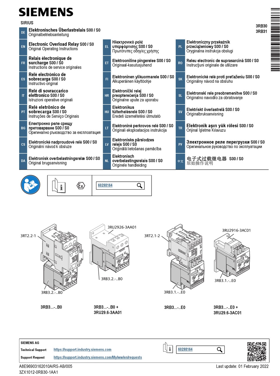 SIEMENS SIRIUS S00 ORIGINALBETRIEBSANLEITUNG Pdf-Herunterladen | ManualsLib