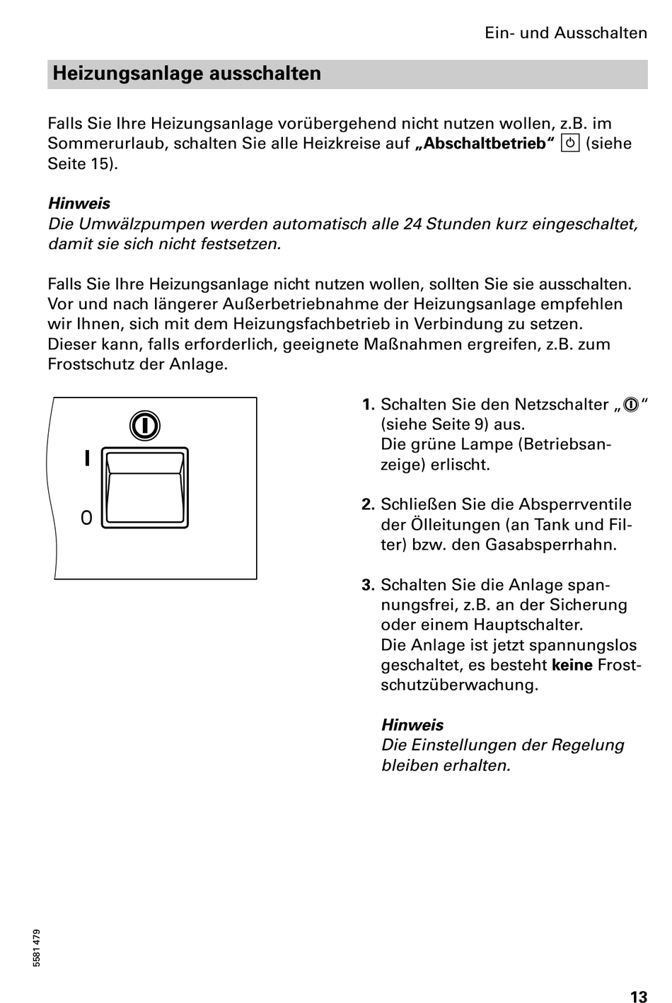 Heizungsanlage Ausschalten - Viessmann VITOTRONIC 200 ...