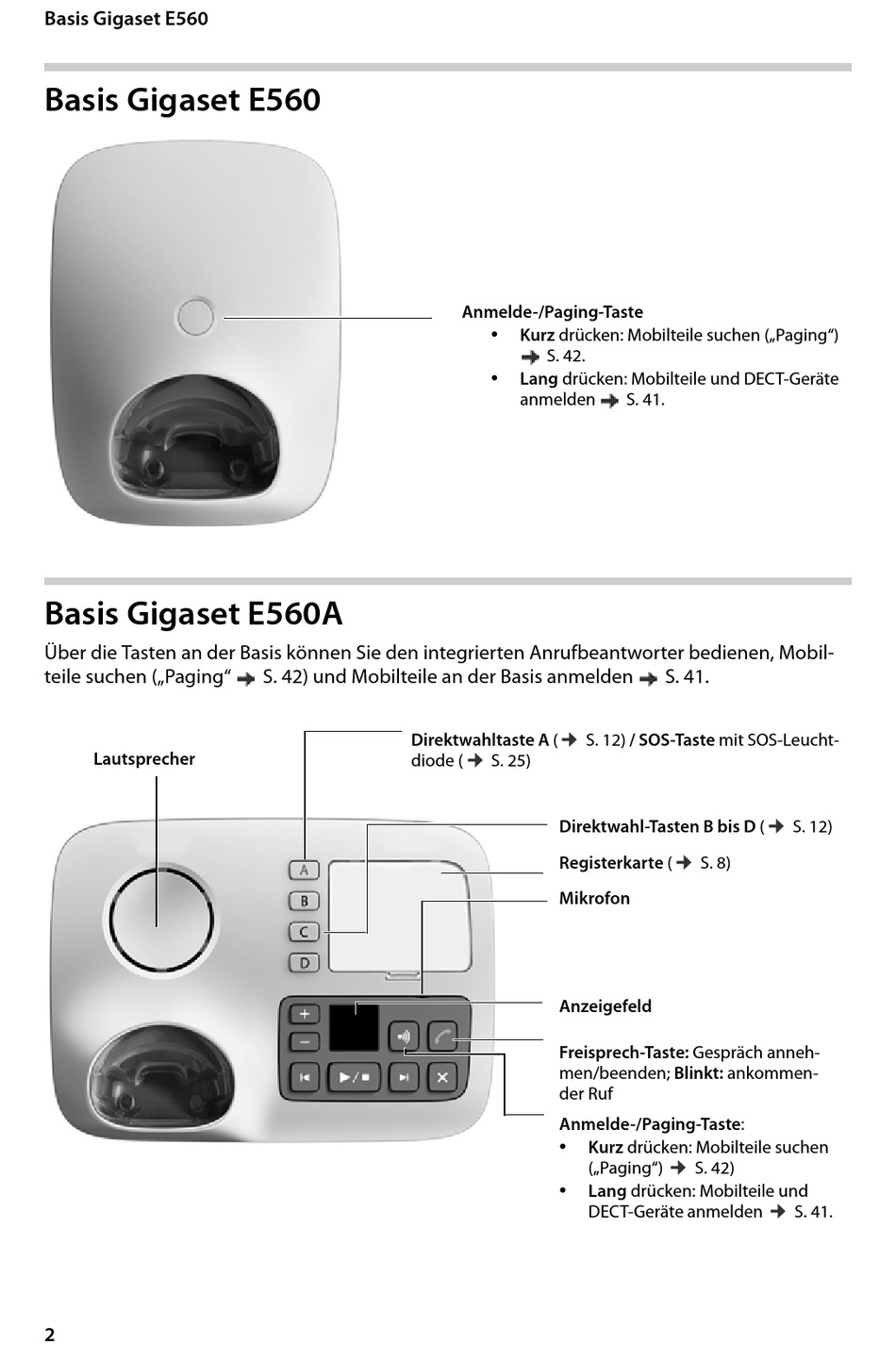 Basis Gigaset E560; Basis Gigaset E560A Siemens Gigaset E560a Bedienungsanleitung [Seite 4