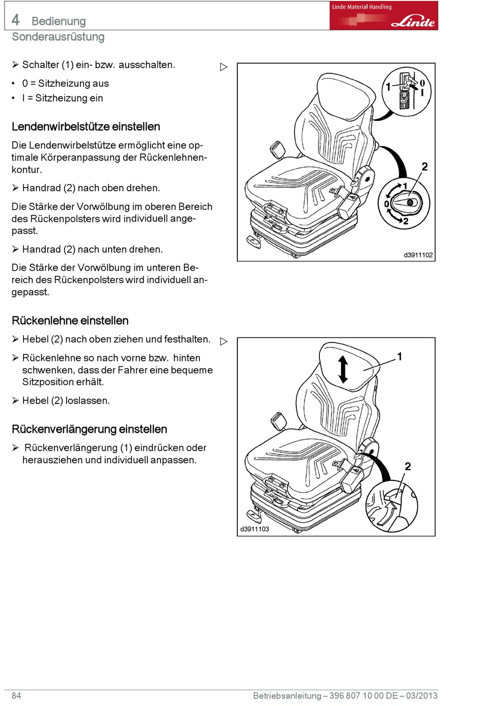 Lendenwirbelstütze Einstellen; Rückenlehne Einstellen