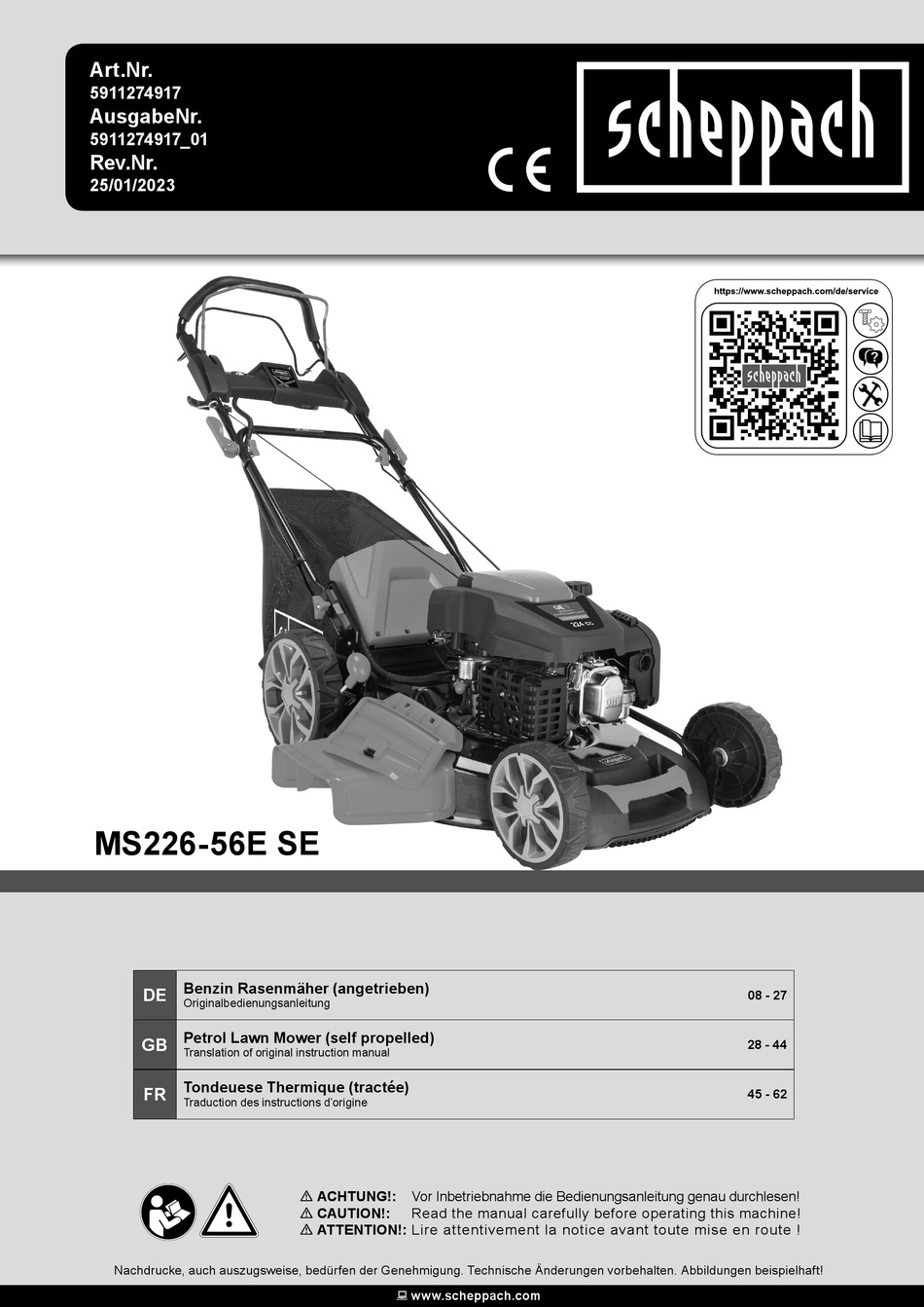 SCHEPPACH MS22656E SE ORIGINAL BEDIENUNGSANLEITUNG PdfHerunterladen