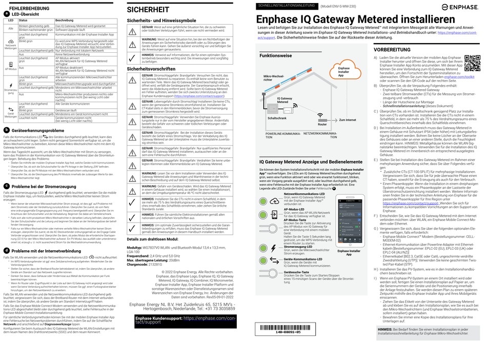 Enphase Iq Gateway Metered Env S Wm Schnellinstallationsanleitung Pdf Herunterladen Manualslib