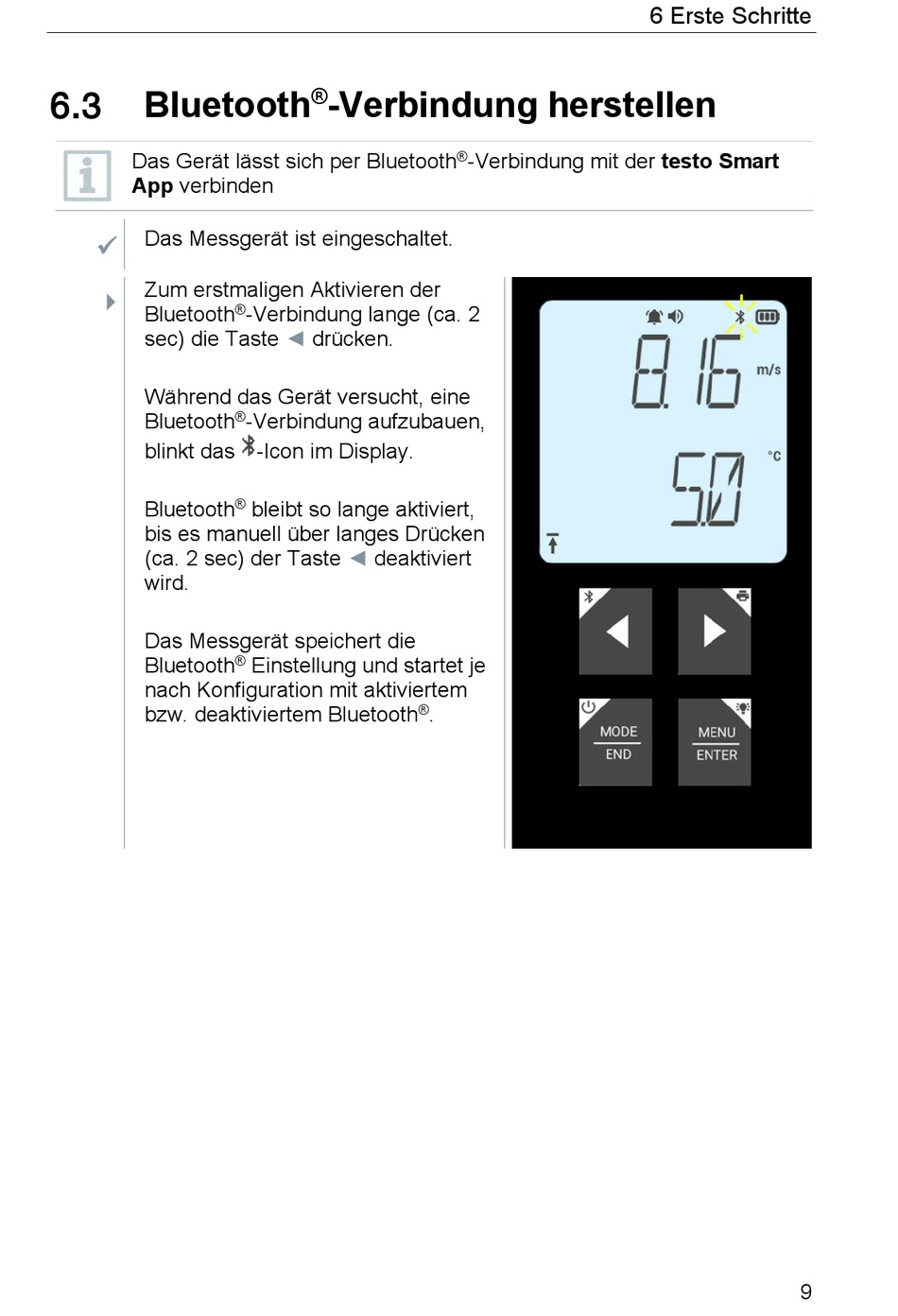 Bluetooth ® -Verbindung Herstellen - testo 922 Bedienungsanleitung ...