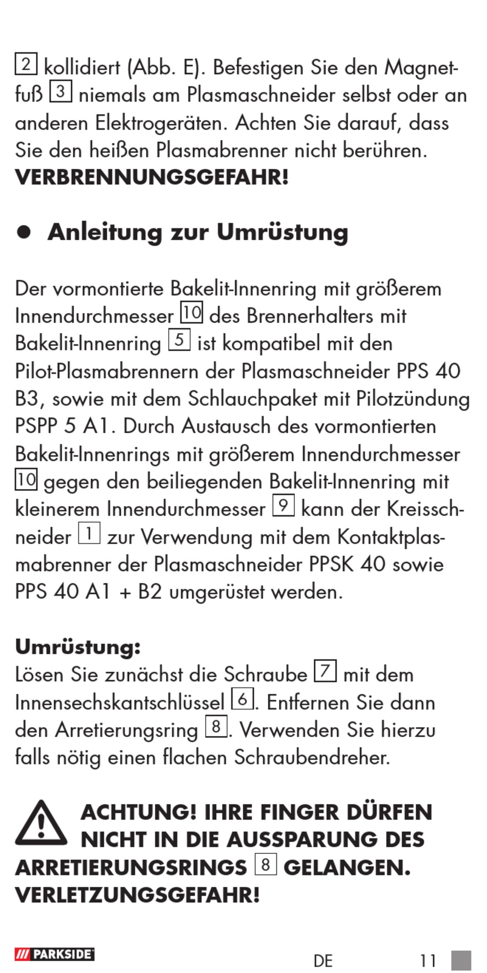 Anleitung Zur Umrüstung Parkside [Seite | 11] PPKS - Sicherheitshinweise Und Bedienungs- ManualsLib Umrüstung; 35 B3