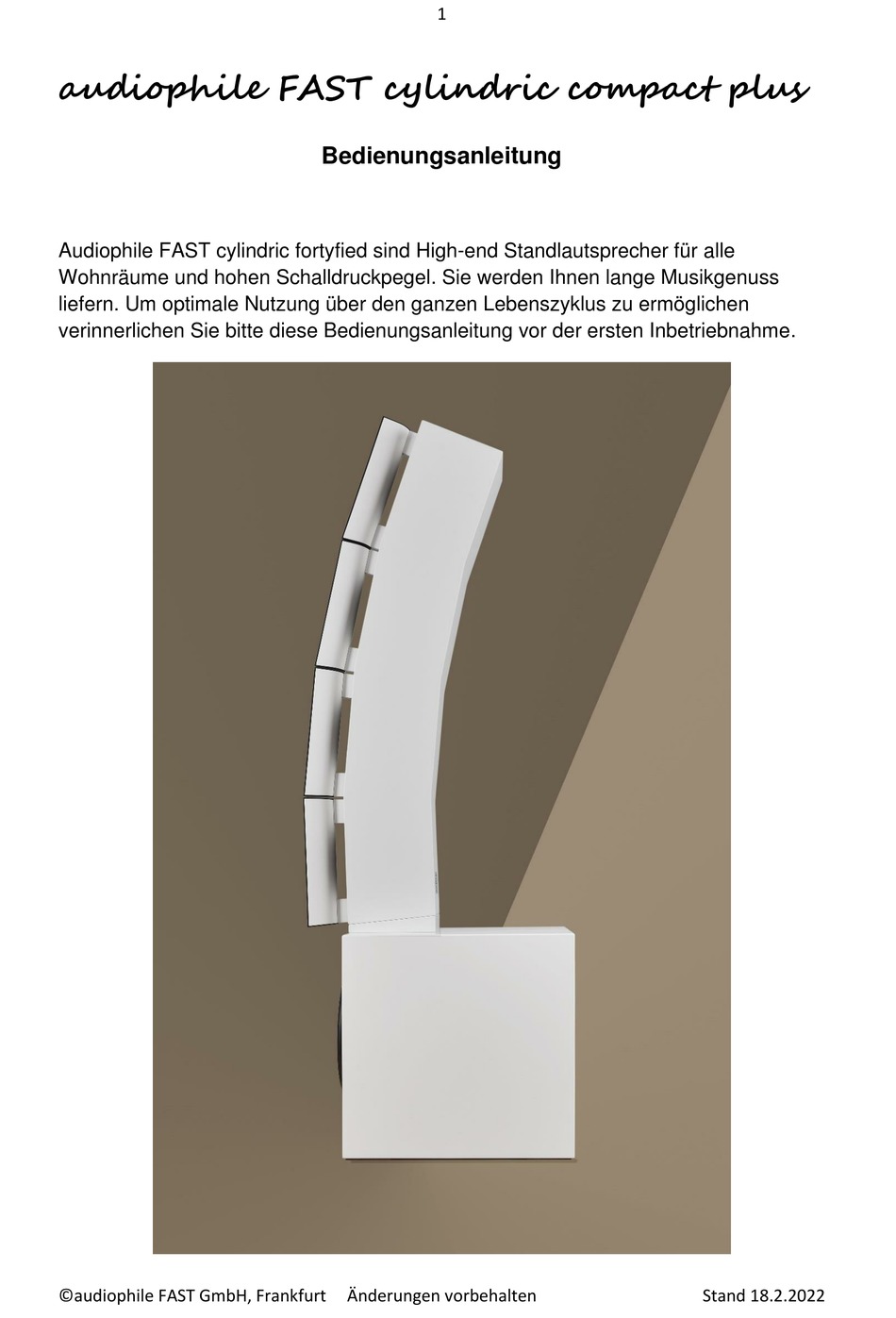 AUDIOPHILE FAST CYLINDRIC COMPACT PLUS BEDIENUNGSANLEITUNG Pdf
