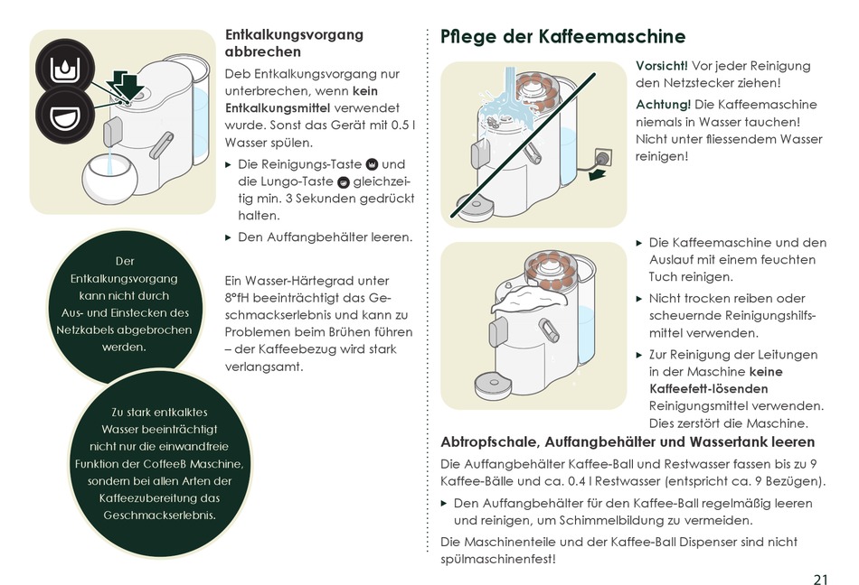 Pflege Der Kaffeemaschine - CoffeeB Globe Bedienungsanleitung [Seite 21 ...